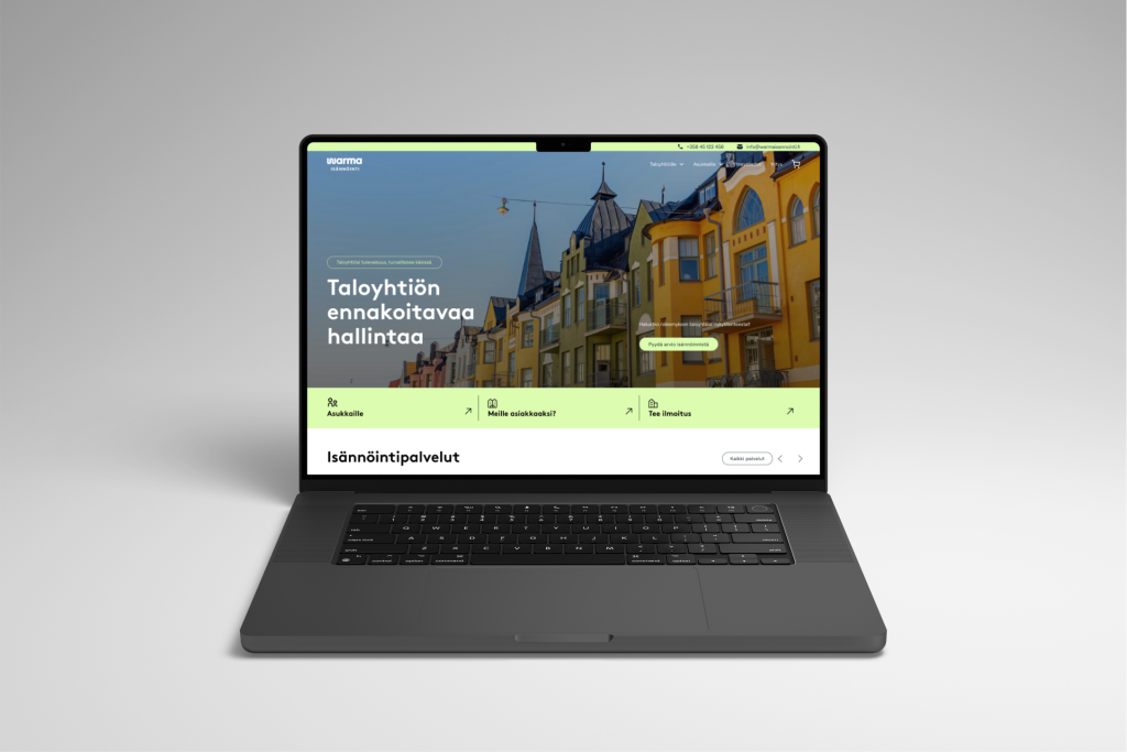 Aitio Brands Oy:n suunnnittelema verkkosivusto Warma Isännöinti